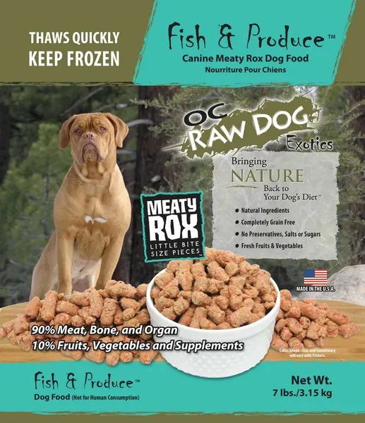 3 Lb OC Raw Fish & Produce Meaty Rox - Dog/Cat Supplements